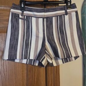 LOFT Women's Striped Shorts - Black, Taupe, White
